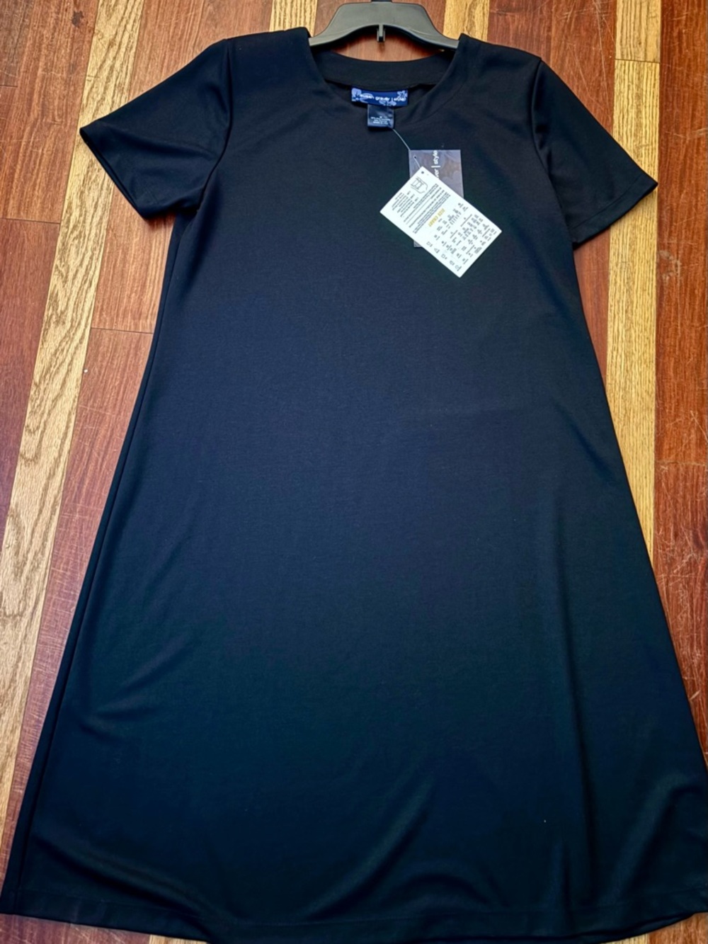 Susan Graver Black Midi A-Line Short Sleeve Dress NWT